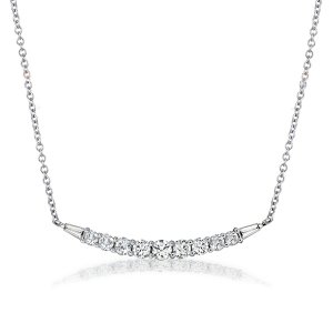 Italo Round & Baguette Cut White Sapphire Pendant Necklace