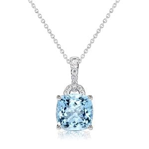 Italo Cushion & Round Cut Aquamarine Pendant Necklace