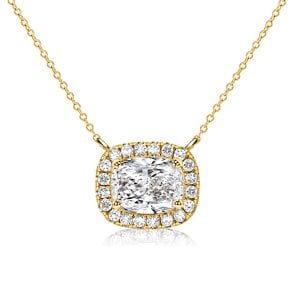 Italo Cushion Cut White Sapphire Halo Necklace For Women