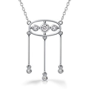 Italo Three-Drop Vintage White Sapphire Pendant Necklace