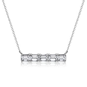 Italo Baguette Cut Necklace In Sterling Silver Bar Necklace