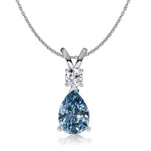 Italo Teardrop Blue Topaz Necklace In Sterling Silver