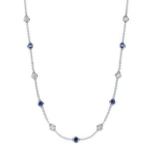 Italo Blue & White Sapphire Bezel Set Tennis Necklace