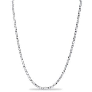 Italo 3.00 MM White Sapphire Round Cut Tennis Necklace For Women