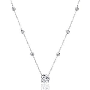 Italo Bezel Setting Round Cut Pendant Necklace For Women
