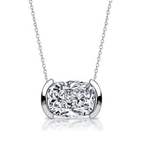 Italo Half Bezel Cushion Cut Pendant Necklace For Women