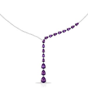 Italo Pear Cut Amethyst Lariat Necklace Pendant Necklace For Women