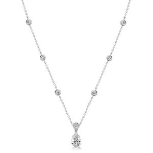Italo Bezel Setting Round & Pear Cut Pendant Neckalce For Women