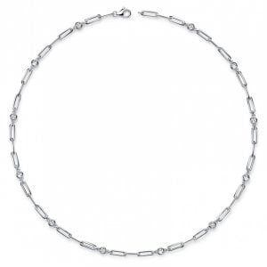 Italo Bezel Setting Bold Chain Necklace Tennis Necklace For Women