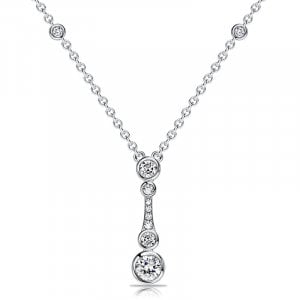 Italo Bezel Setting Round Cut Lariat Necklace Pendant Necklace For Women