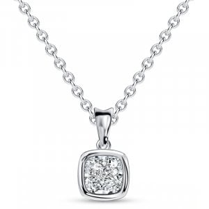 Italo Solitaire Bezel Setting Cushion Cut Pendant Necklace For Women