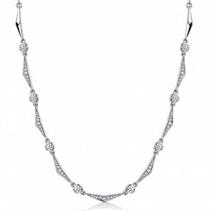Italo Fireball Brillant Bezel Set Round Cut Tennis Necklace For Women