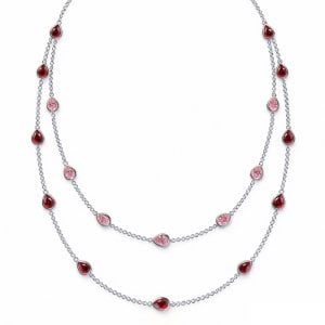 Italo Bezel Setting Pear Cut Ruby & Pink Sapphire Layering necklaces For Women