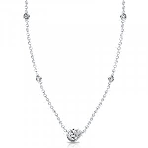 Italo Bezel Set Pear Cut White Sapphire Pendant Necklace For Women
