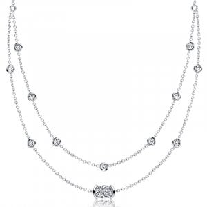 Italo Half Bezel Round & Cushion Cut Layering necklaces For Women