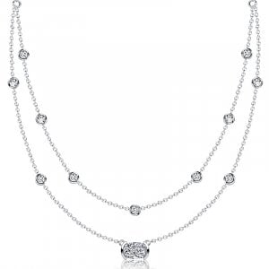 Italo Half Bezel Round & Cushion Cut Layering necklaces For Women