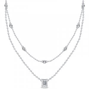 Italo Bezel Setting Round & Emerald Cut Layering necklaces For Women