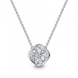 Italo East West Bezel Setting Cushion Cut Solitaire Pendant Necklace For Women
