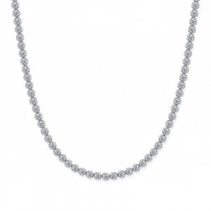 Italo Bezel Setting 3.5 MM Round Cut Tennis Necklace For Women