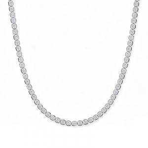 Italo Bezel Setting Cushion Cut Tennis Necklace For Women