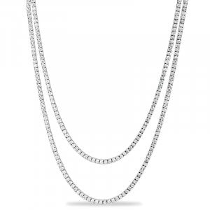 Italo 3 MM Round Cut Double Strand Tennis Necklace For Women