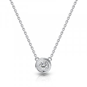 Italo Bezel Setting Round Cut Solitaire Pendant Necklace For Women