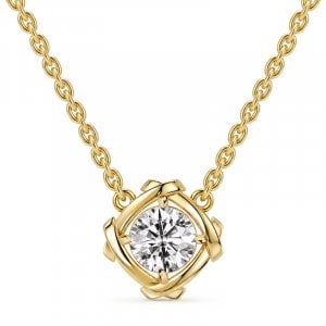 Italo Golden East West Round Cut Solitaire Pendant Necklace For Women