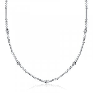 Italo Bezel Setting Round Cut Bar Tennis Necklace For Women