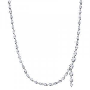 Italo Fluid Line Half Bezel Pear Cut Tennis Necklace For Women