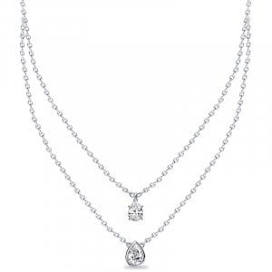 Italo Bezel Setting Solitaire Pear Cut Layering necklaces For Women
