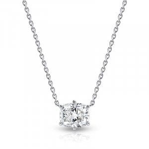 Italo Multi Prong Elongated Cushion Cut Solitaire Pendant Necklace For Women