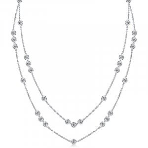 Italo Bezel-Set Round Cut Tennis Necklace for Women Eternity Layering Necklaces