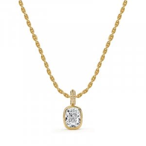 Italo Golden Bezel Setting Elongated Cushion Cut Pendant Necklace For Women