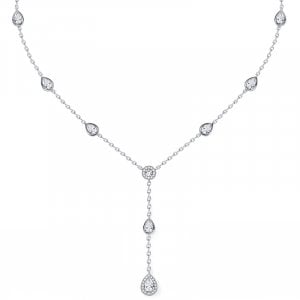 Italo Bezel Setting Pear Cut Lariat Necklace Pendant Necklace For Women