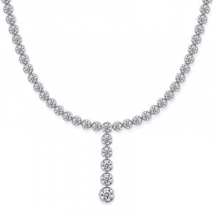Italo Bezel Setting Round Cut Lariat Necklace Tennis Necklace For Women
