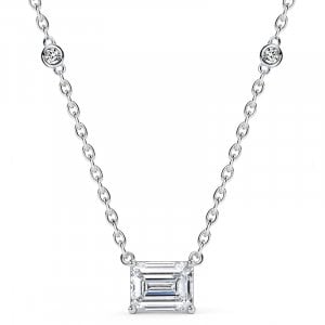 Italo East-west Bezel Set Emerald Cut Pendant Necklace For Women