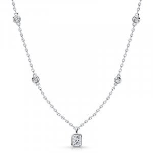 Italo Bezel Setting Radiant Cut Pendant Necklace For Women
