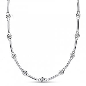 Italo Bezel Setting Round Cut Bar Half Eternity Tennis Necklace For Women