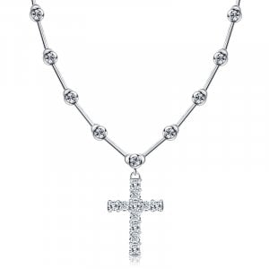 Italo Eternity Bezel Setting Cushion Cut Cross Necklace For Women