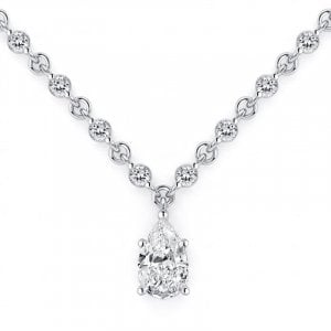 Italo Eternity White Sapphire Pear Cut Pendant Necklace For Women