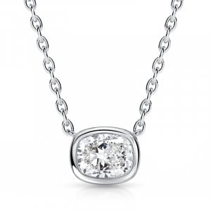 Italo Bezel Set East West 3 Carat Elongated Cushion Cut Pendant Necklace