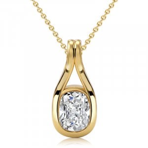Italo Golden Bezel Set Elongated Cushion Cut Teardrop Pendant Necklace