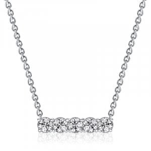 Italo Five Stone Round Cut Pendant Necklace For Women