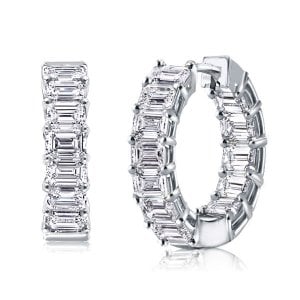 Italo Emerald Cut Hoop Earrings Sterling Silver Earrings for Women