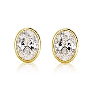 Golden Bezel Oval Cut Stud Earrings
