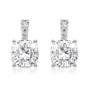 Italo Cushion Cut White Sapphire Drop Earrings For Women