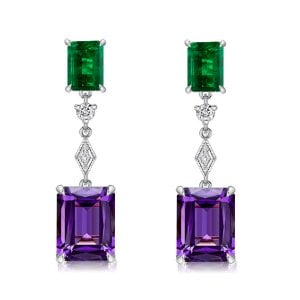 Italo Amethyst Emerald Cut Drop Earrings For Women