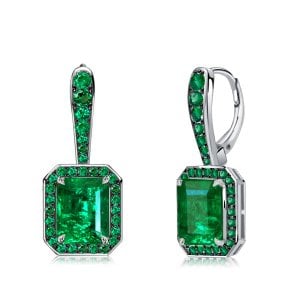 Italo Emerald Sapphire Emerald Two Tone Drop Earrings