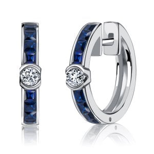 Italo Blue Sapphire Earrings Sterling Silver Hoop Earrings