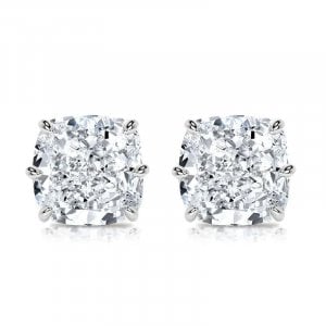 Italo 6 Prong 2 Carat Cushion Cut Stud Earrings For Women